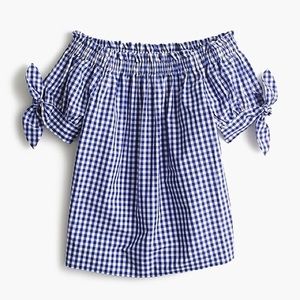 J Crew Off Shoulder Gingham Top